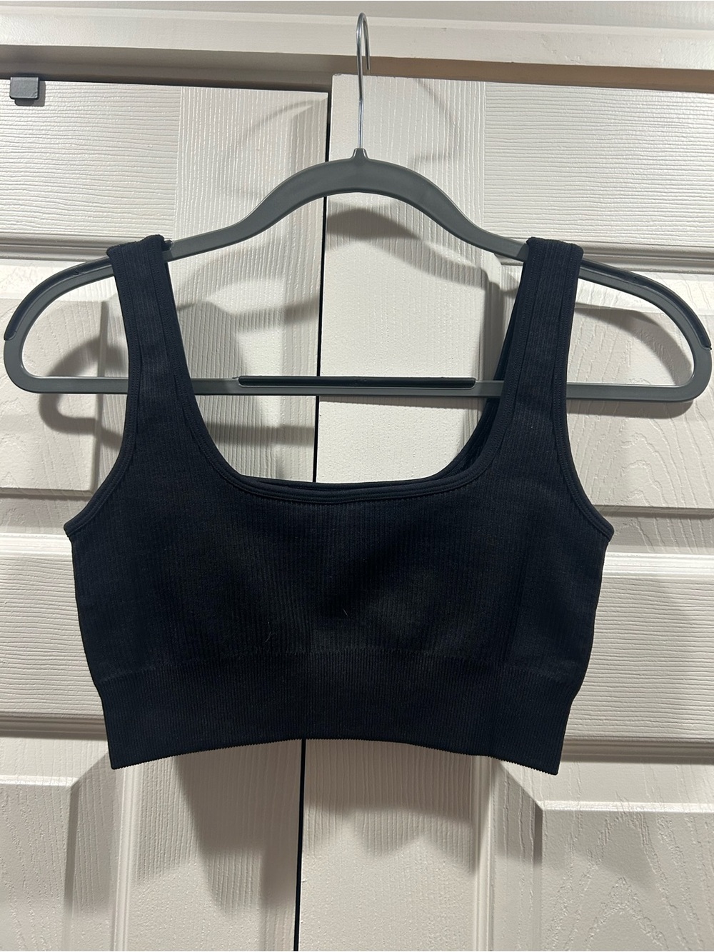 Black Ribbed Scoop-Neck Bralette